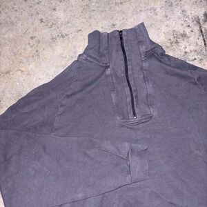 Singapore Airlines Sweater Mens Large Gray Raglan Sleeve Mock Neck 1/4 Zip